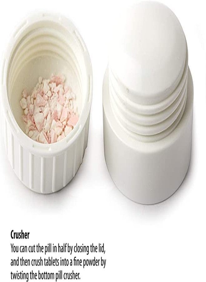 see ever Pill Cutter,Pill Crusher Grinder Splitter,Portable Mini Pill Cutter for Small or Large Pills,Medicine Tablet Vitamin Organizer with Storage Container (white) - Image 3
